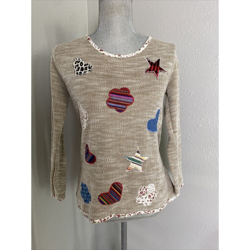 Dayou W's Fashion Long sleeve Shirt Retro Quilt Patch Work